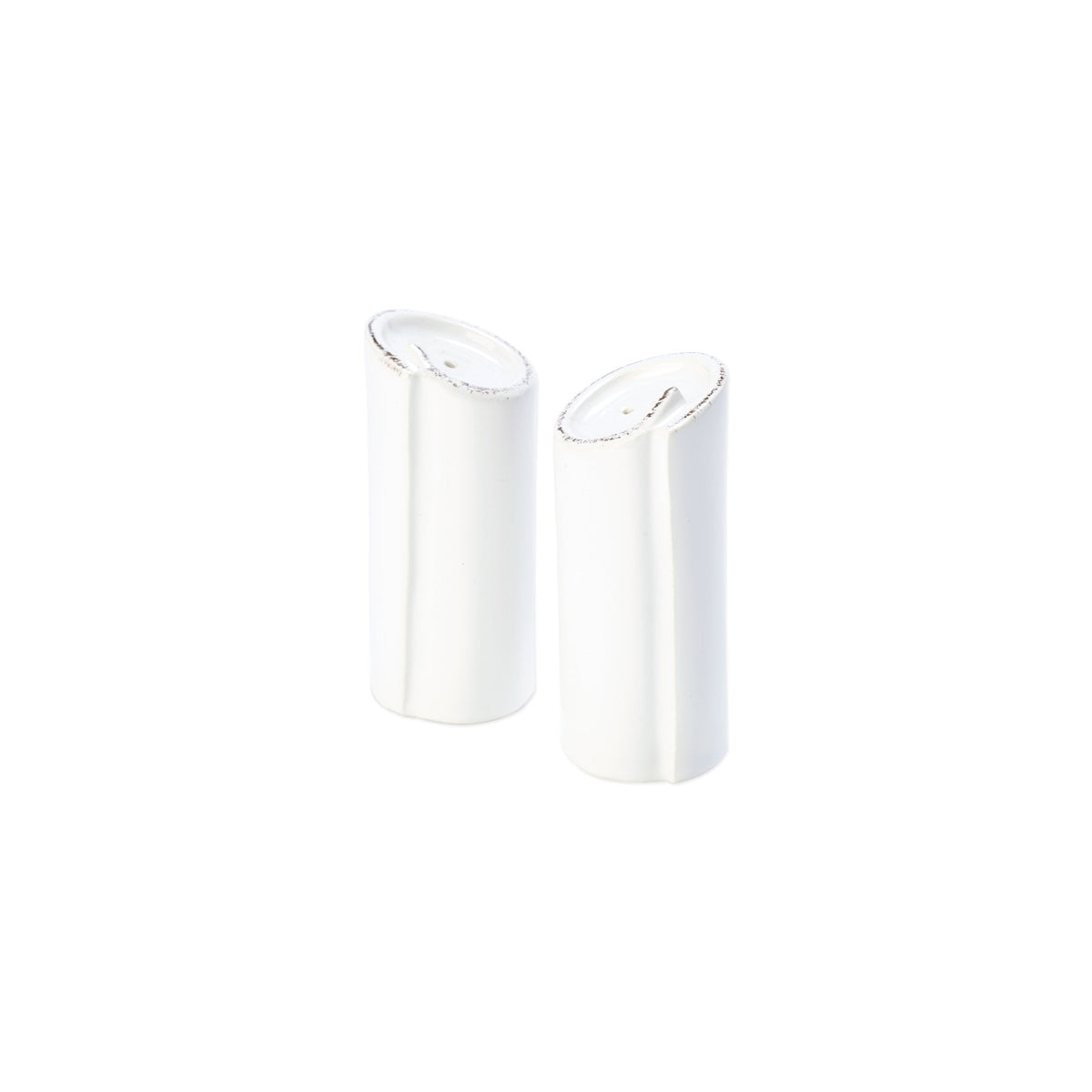 Lastra White Salt and Pepper, white Italian stoneware with a rustic edge