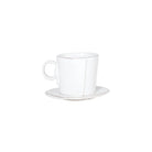 Lastra Espresso Cup and Saucer, white Italian stoneware with a rustic edge