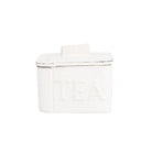 Lastra White Tea Canister, white Italian stoneware with a rustic edge