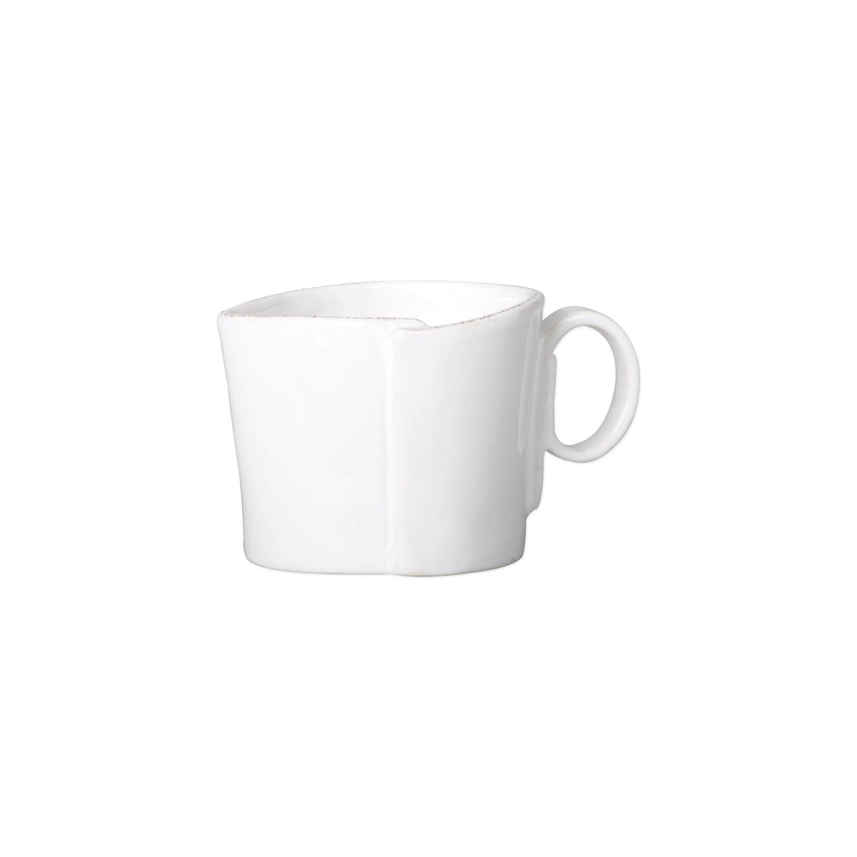 Lastra White Creamer, white Italian stoneware with a rustic edge