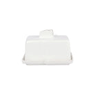 Lastra White Butter Dish, white Italian stoneware with a rustic edge