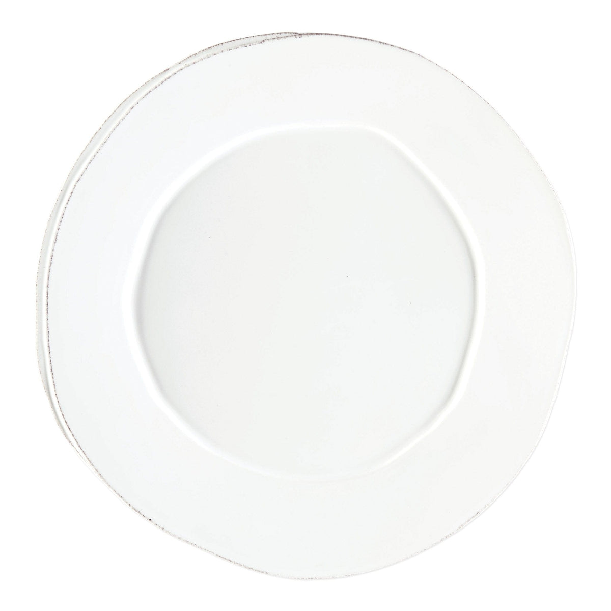 Lastra White Round Platter, white Italian stoneware with a rustic edge