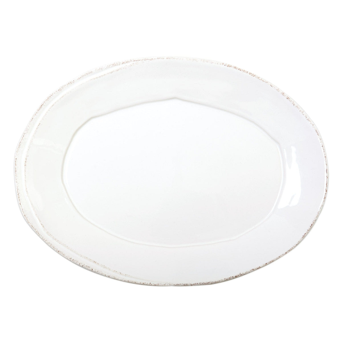 Lastra White Small Oval Platter, white Italian stoneware with a rustic edge