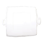 Lastra Handled Square Platter, white Italian stoneware with a rustic edge
