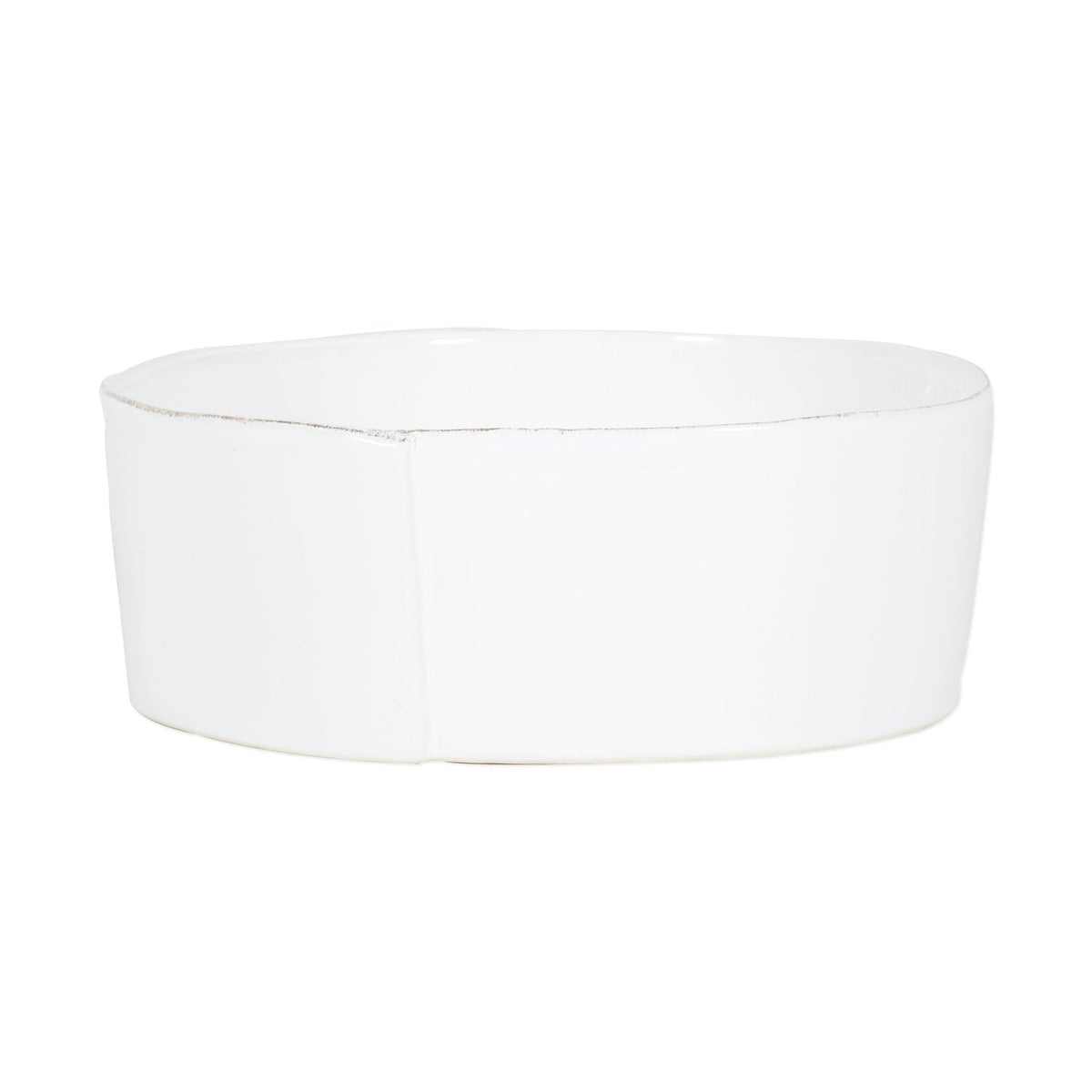 Lastra Large Serving Bowl, white Italian stoneware with a rustic edge