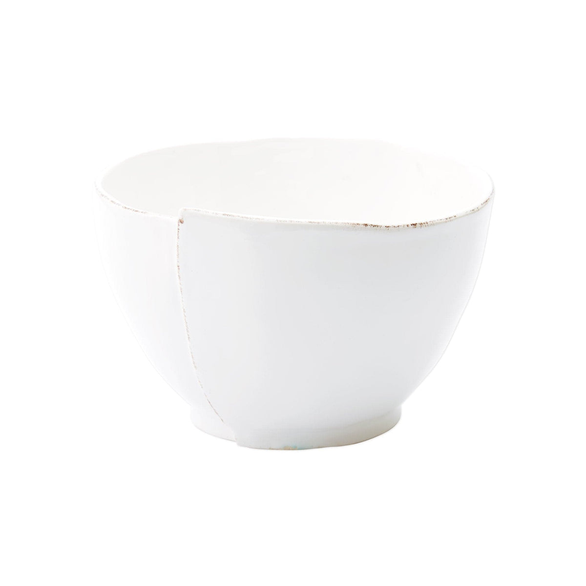 Lastra White Deep Serving Bowl, white Italian stoneware with a rustic edge