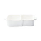 Lastra White Two Part Server, white Italian stoneware with a rustic edge