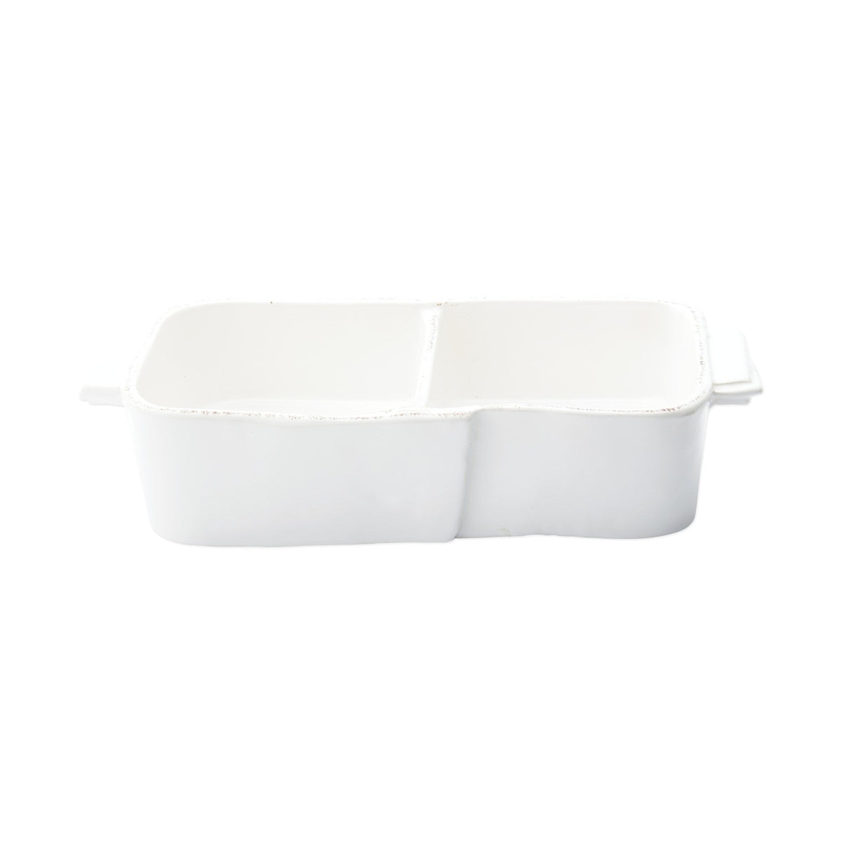 Lastra White Two Part Server, white Italian stoneware with a rustic edge