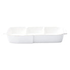 Lastra White Small Three Part Server, white Italian stoneware with a rustic edge