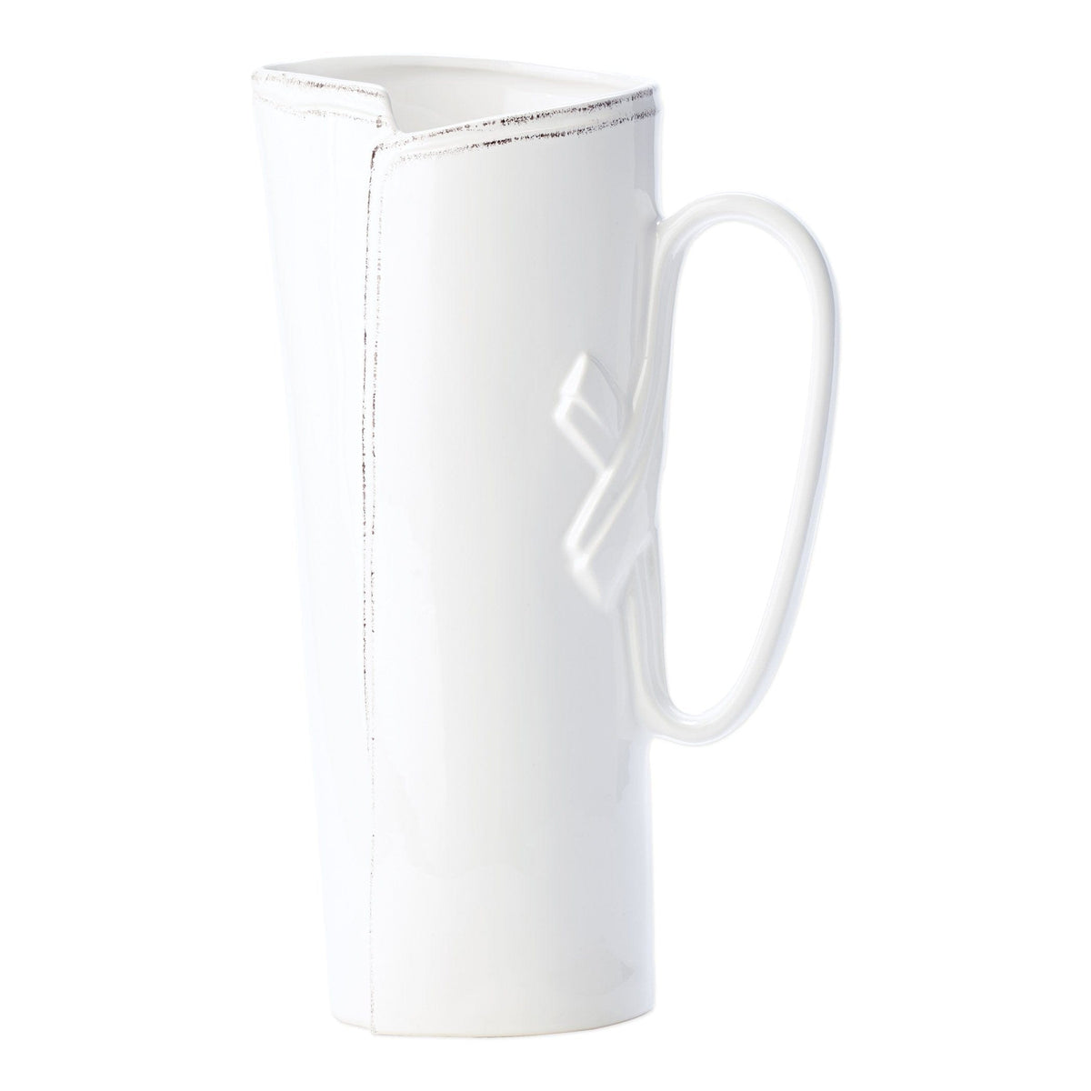 Lastra White Tavern Pitcher, white Italian stoneware with a rustic edge