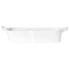Lastra White Rectangular Baker, white Italian stoneware with a rustic edge