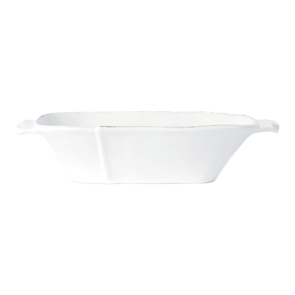 Lastra White Medium Oblong Au Gratin, white Italian stoneware with a rustic edge