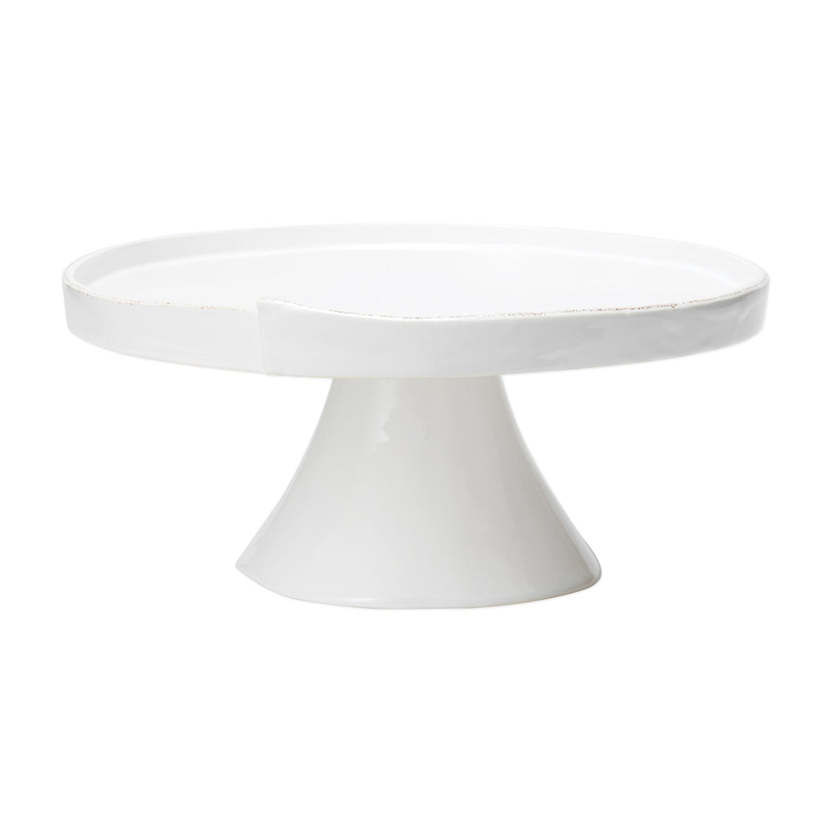 Lastra White Large Cake Stand, white Italian stoneware with a rustic edge