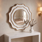 Marisol Scalloped Wall Mirror, styled in a room - Starboard Lane