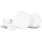 Melamine Lastra White Twelve-Piece Place Setting, white melamine with a rustic Lastra edge