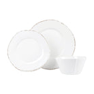 Melamine Lastra White Three-Piece Place Setting, white melamine with a rustic Lastra edge