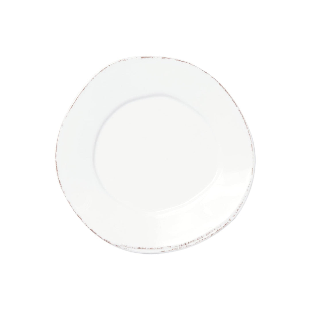 Melamine Lastra White Salad Plate, white melamine with a rustic Lastra edge