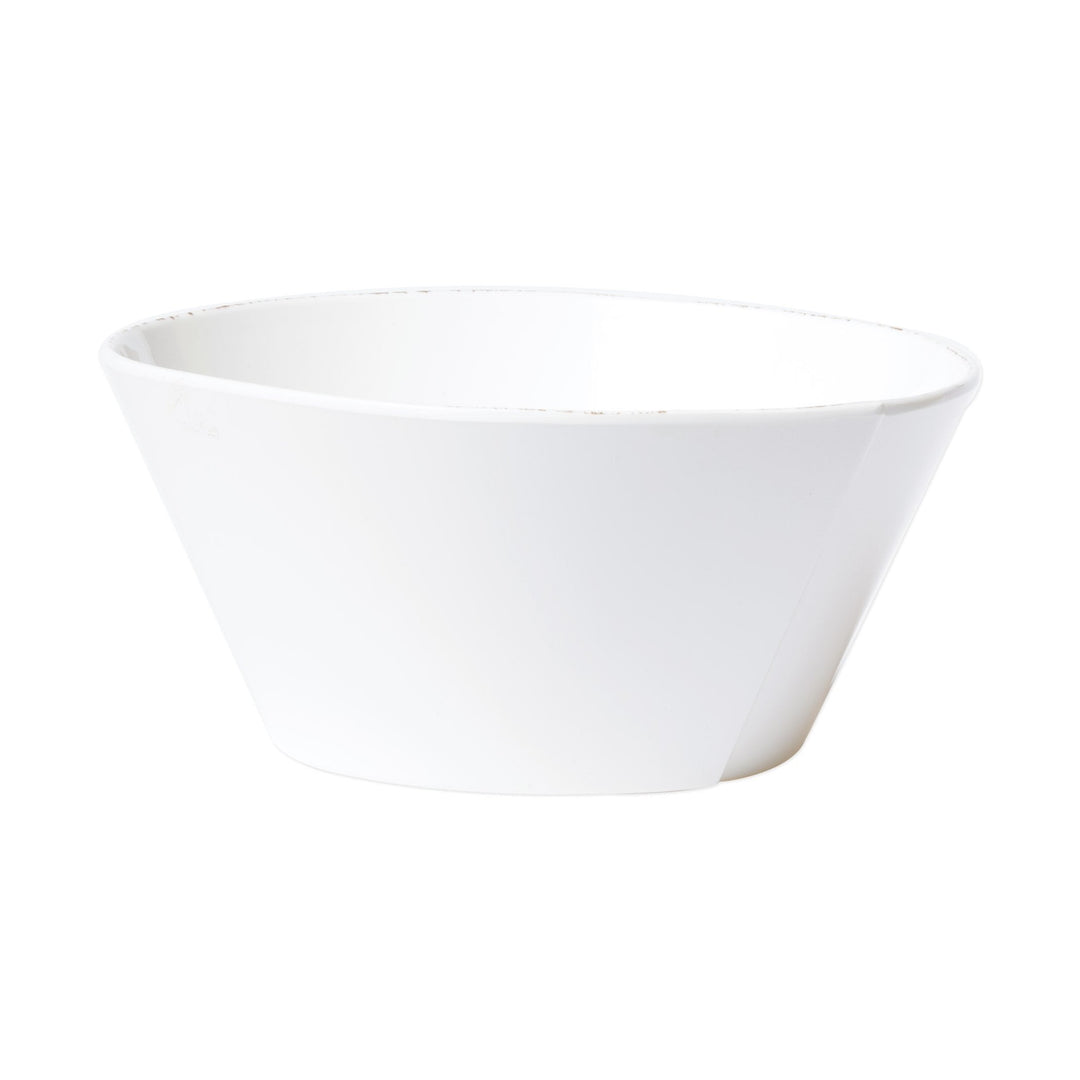 Melamine Lastra White Large Stacking Serving Bowl, white melamine with a rustic Lastra edge