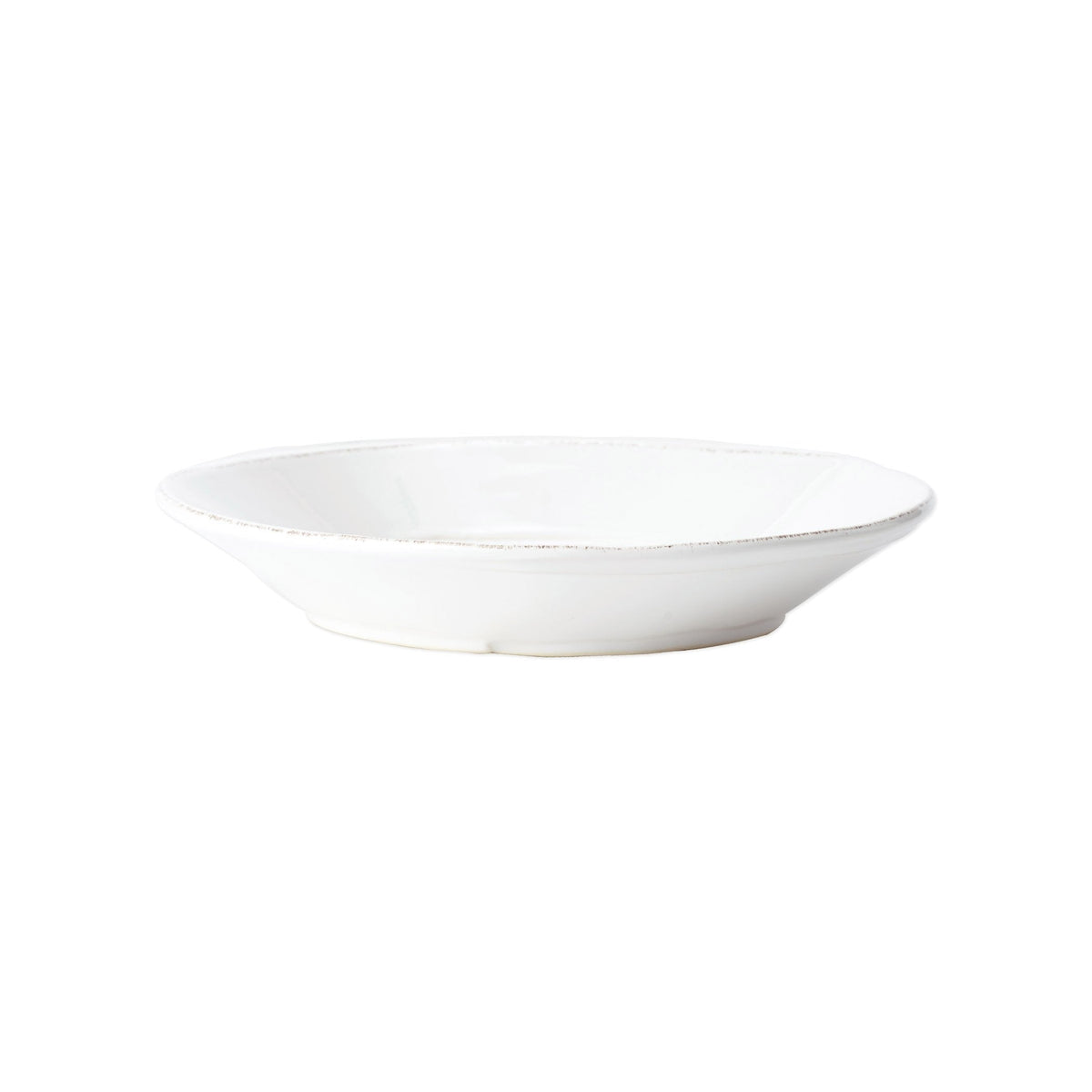 Melamine Lastra White Shallow Bowl, white melamine with a rustic Lastra edge