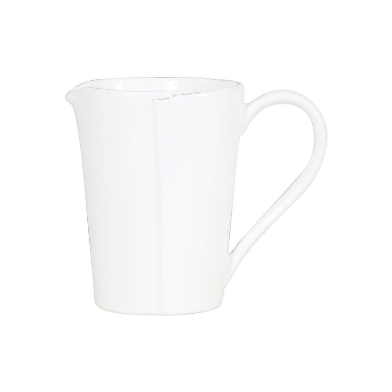 Melamine Lastra White Pitcher, white melamine with a rustic Lastra edge