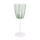 Nuovo Stripe Green Wine Glass, mouthblown glass with painterly green stripes