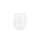 Nuovo Stripe White Stemless Wine Glass, mouthblown glass with painterly white stripes