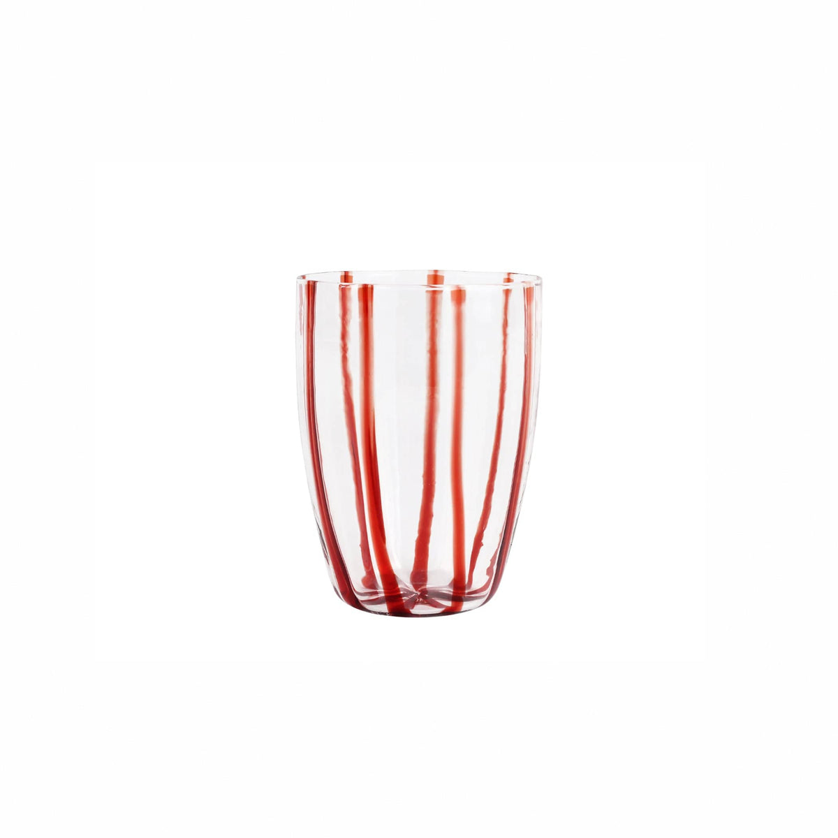 Nuovo Stripe Red Tall Tumbler, mouthblown glass with painterly red stripes