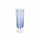 Nuovo Stripe Blue Champagne Glass, mouthblown glass with painterly blue stripes