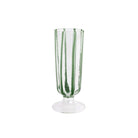 Nuovo Stripe Green Champagne Glass, mouthblown glass with painterly green stripes