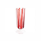 Nuovo Stripe Red Champagne Glass, mouthblown glass with painterly red stripes