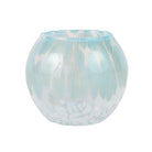 Nuvola Light Blue and White Round Bud Vase, mouthblown glass dappled with cloudlike color