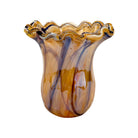 Onda Glass Tortoiseshell Small Tulip Vase, mouthblown wavy glass in swirls of amber and blue