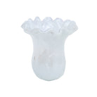 Onda Glass White Small Tulip Vase, mouthblown wavy glass in soft, milky white