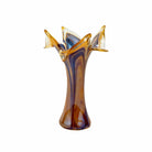 Onda Glass Tortoiseshell Twisted Flower Vase, mouthblown wavy glass in swirls of amber and blue