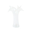Onda Glass White Twisted Flower Vase, mouthblown wavy glass in soft, milky white