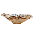 Onda Glass Tortoiseshell Large Bowl, mouthblown wavy glass in swirls of amber and blue