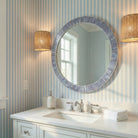 Radial Bone Wall Mirror, styled in a room - Starboard Lane
