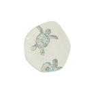 Tartaruga Turtle with Head Salad Plate, hand-painted aqua and taupe sea turtle
