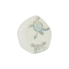 Tartaruga Turtle with Tail Salad Plate, hand-painted aqua and taupe sea turtle