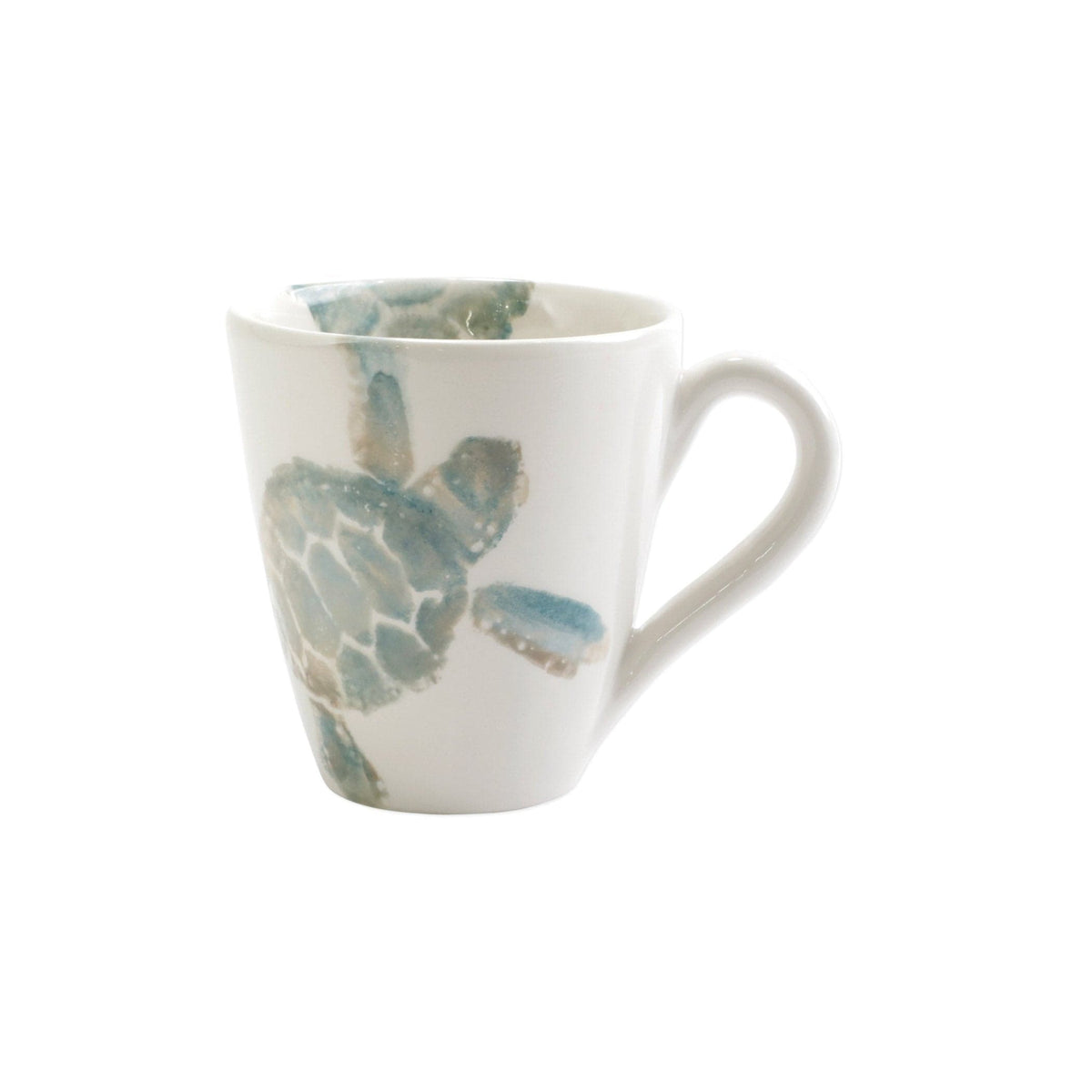 Tartaruga Mug, hand-painted aqua and taupe sea turtle