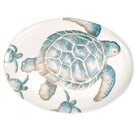 Tartaruga Large Oval Platter, hand-painted aqua and taupe sea turtle