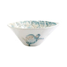 Tartaruga Deep Serving Bowl, hand-painted aqua and taupe sea turtle