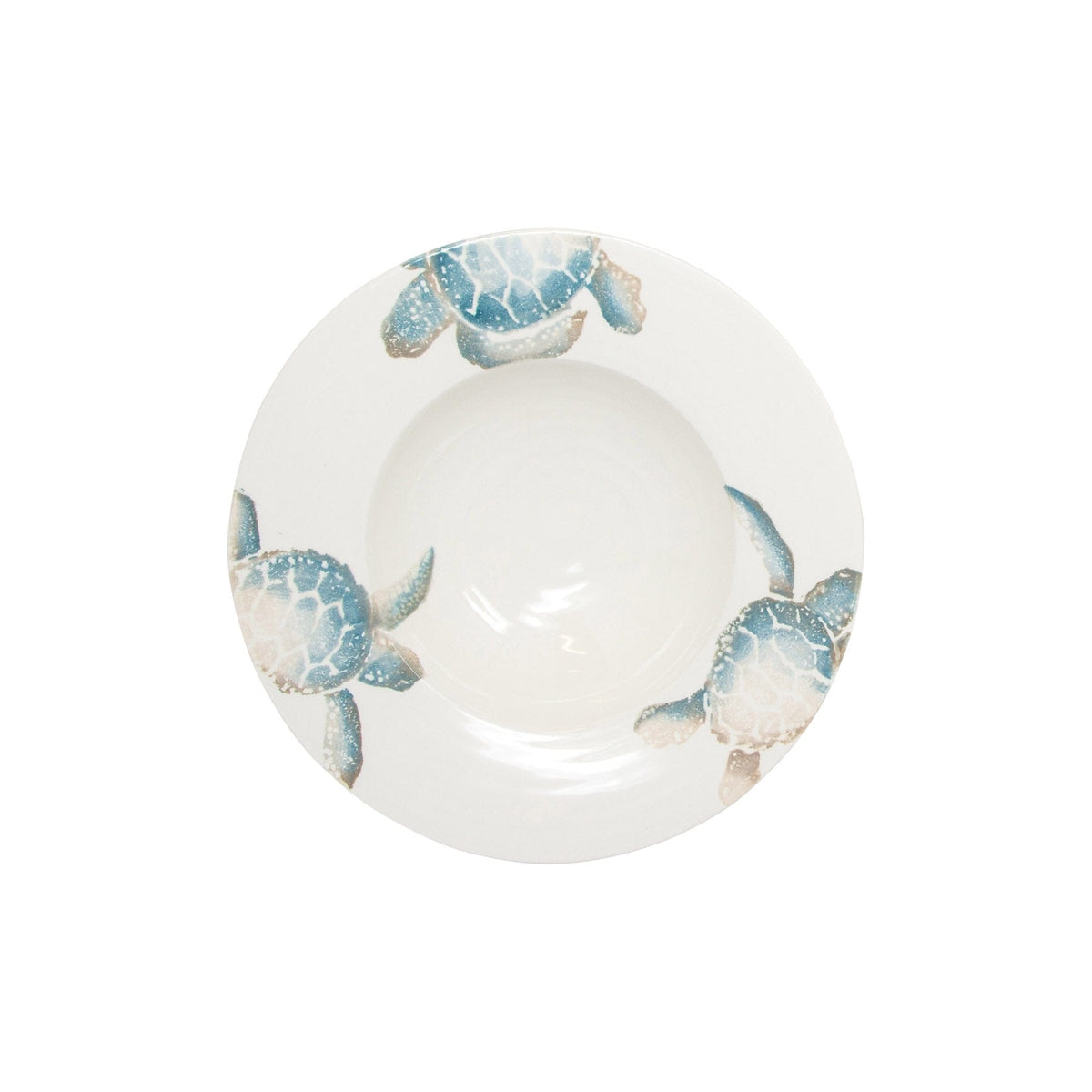 Tartaruga Small Serving Bowl, hand-painted aqua and taupe sea turtle