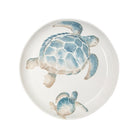 Tartaruga Round Shallow Bowl, hand-painted aqua and taupe sea turtle
