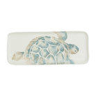 Tartaruga Narrow Rectangular Tray, hand-painted aqua and taupe sea turtle