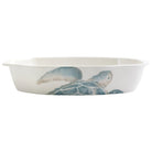 Tartaruga Rectangular Baker, hand-painted aqua and taupe sea turtle