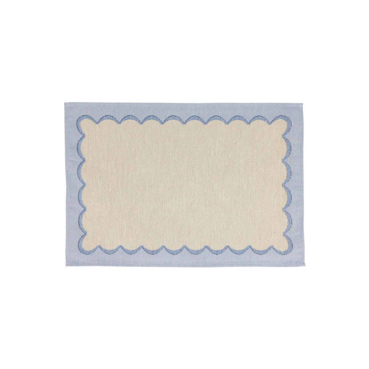 Tavola Blue Scalloped Placemats - Set of 4, jacquard scalloped border
