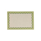 Tavola Green Scalloped Placemats - Set of 4, jacquard scalloped border