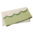 Tavola Green Scalloped Tablecloth, jacquard scalloped border
