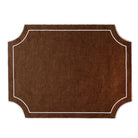 Tessuti Chocolate Brown Rectangular Placemats with White Stitching - Set of 4, linen with white stitching